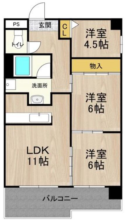 テンフォーティー(3LDK/4階)の間取り写真