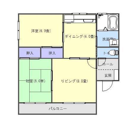 パレスサザンウィンド(3DK/2階)の間取り写真