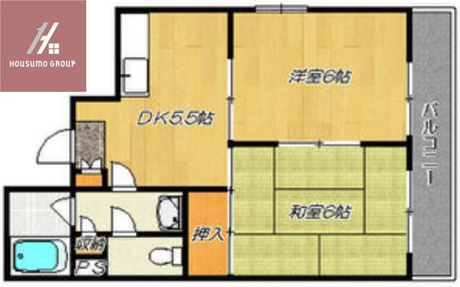 新深江大石パレス(2DK/8階)の間取り写真
