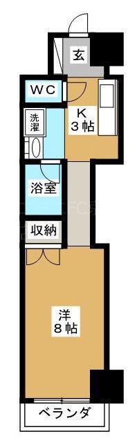 KIND EN III 南館(1K/5階)の間取り写真