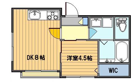 ハルクオーレ旗の台(1DK/2階)の間取り写真