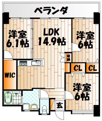 フェルト127(3LDK/7階)の間取り写真