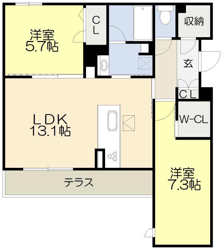 シャーメゾン ラヴィ(2LDK/1階)の間取り写真