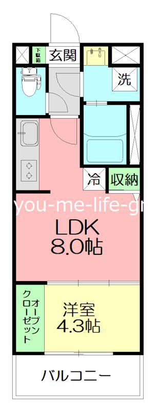 LIEBE WATANABE(1LDK/3階)の間取り写真