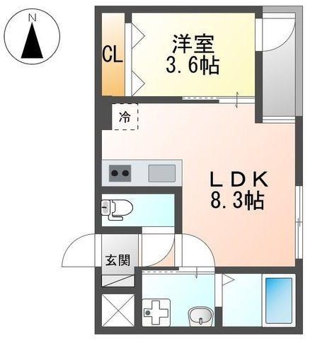 Nステージ長岡天神(1LDK/1階)の間取り写真