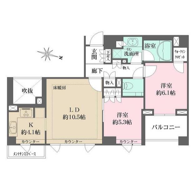 パークハウス中目黒(2LDK/4階)の間取り写真