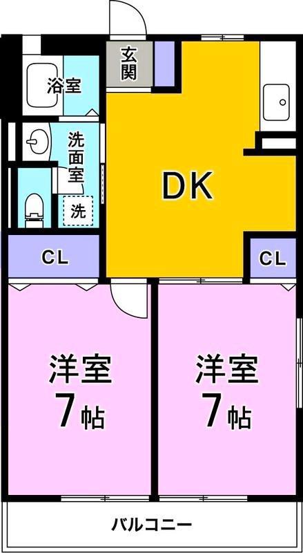 AONE(2DK/2階)の間取り写真