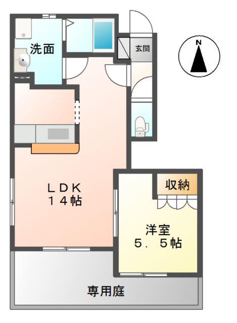 ロココプランC(1LDK/1階)の間取り写真