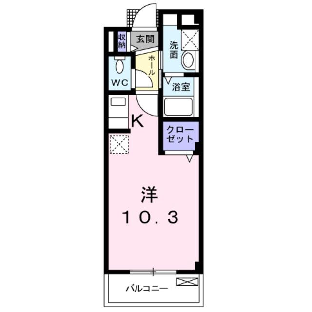 エステート・レイIII(ワンルーム/2階)の間取り写真