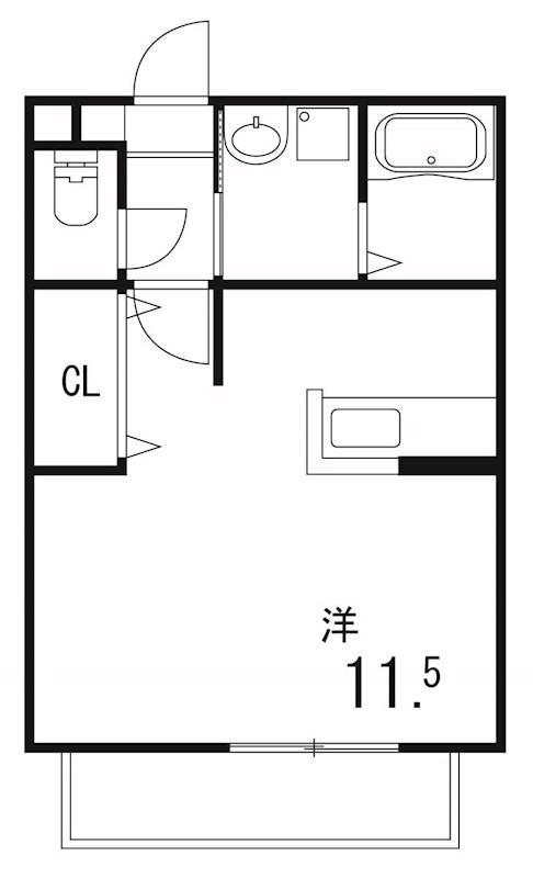 クルールアヴニール(ワンルーム/2階)の間取り写真