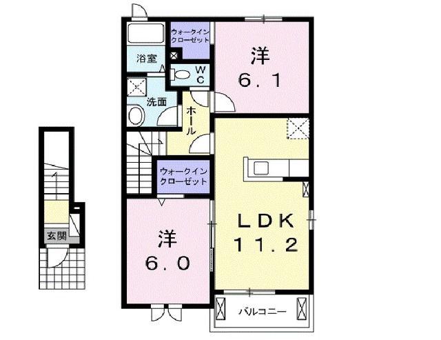 ライゼ 西所沢(2LDK/2階)の間取り写真