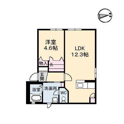 ドリームガーデン・S(1LDK/1階)の間取り写真
