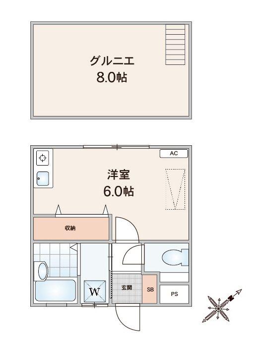 東領家ハイツ(ワンルーム/3階)の間取り写真