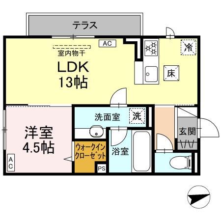 BELLE DEMEURE(1LDK/1階)の間取り写真
