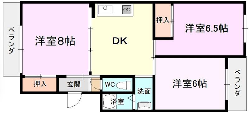 PALMIZIO瓢箪山(3DK/4階)の間取り写真
