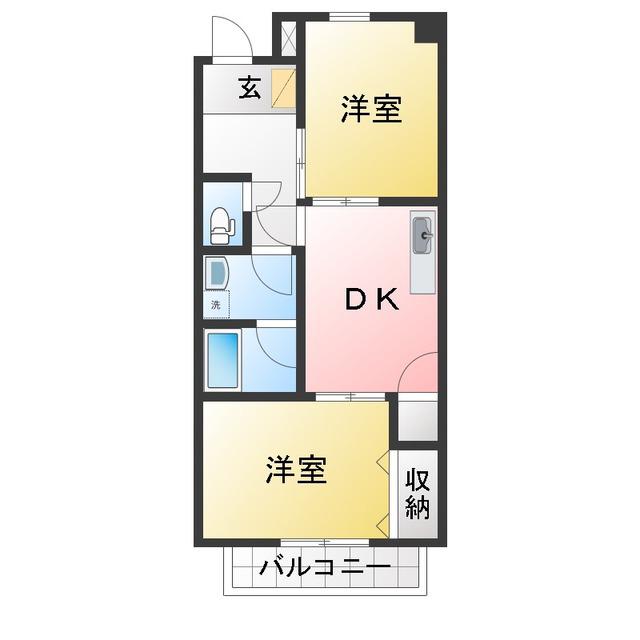 クレール三滝台(2DK/2階)の間取り写真