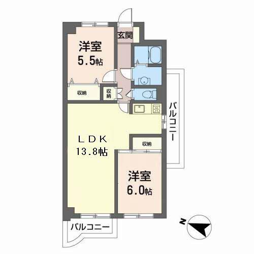 パ-クサイド伊藤(2LDK/4階)の間取り写真