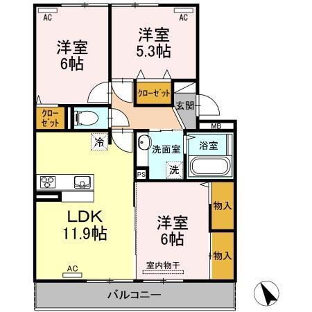 エストピア壱番館(3LDK/2階)の間取り写真