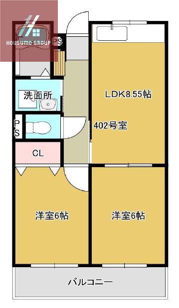 西平野ハイツ(2LDK/2階)の間取り写真
