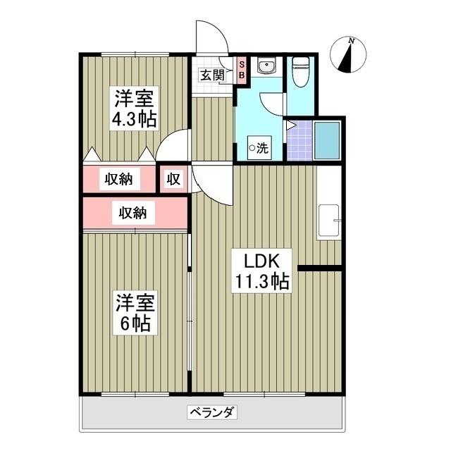 エルシティ・103(2LDK/1階)の間取り写真