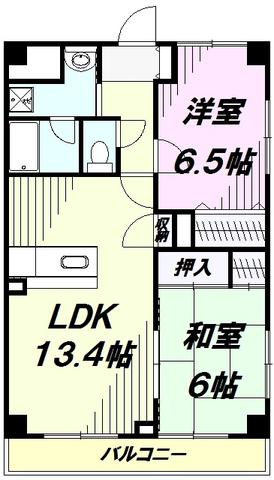 グリーンライズ南台(2LDK/3階)の間取り写真