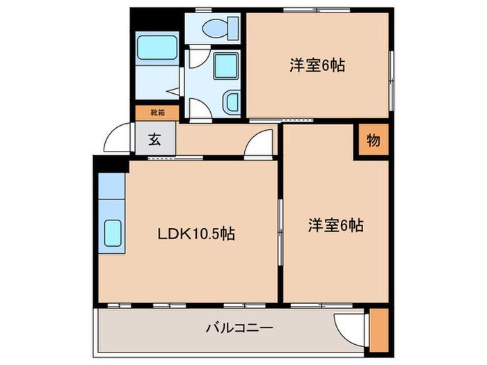 コーポYUTAKA(2LDK/3階)の間取り写真