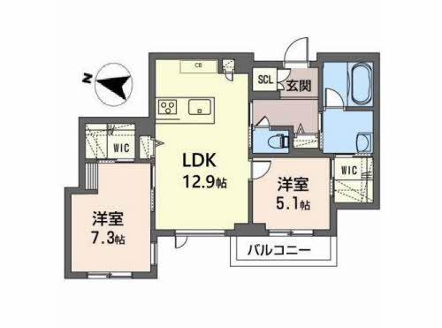 GRANRIA西公園(2LDK/3階)の間取り写真
