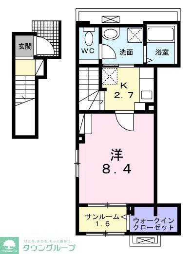 プラシードCOCOIII(1K/2階)の間取り写真