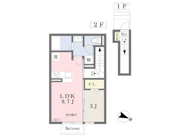 ＪＲ東北本線 郡山駅(福島) バス乗車時間：25分 最寄りバス停で下車 徒歩1分 2階建 築7年(1LDK/2階)の間取り写真