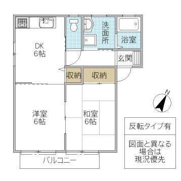 タウンコートD(2K/2階)の間取り写真