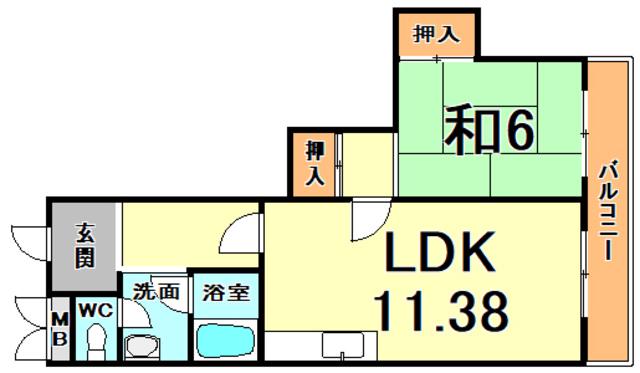 パークハイツ杭瀬(1LDK/5階)の間取り写真