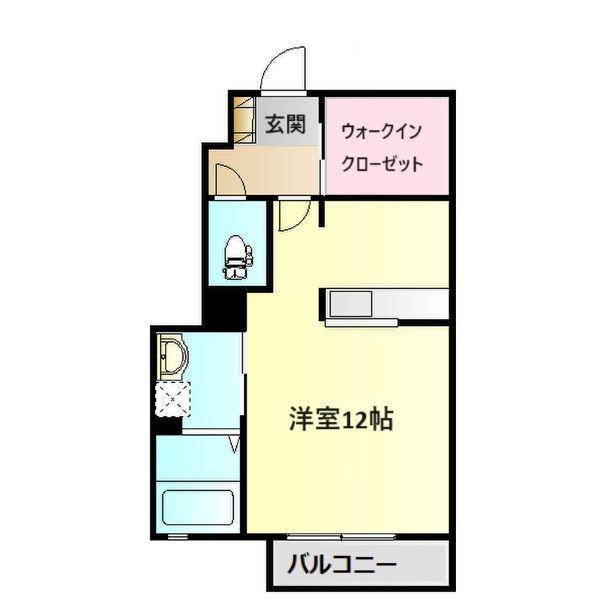 デュ・ソレイユメゾンK B(ワンルーム/1階)の間取り写真