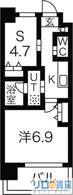 スプランディッド新大阪III(1SK/12階)の間取り写真