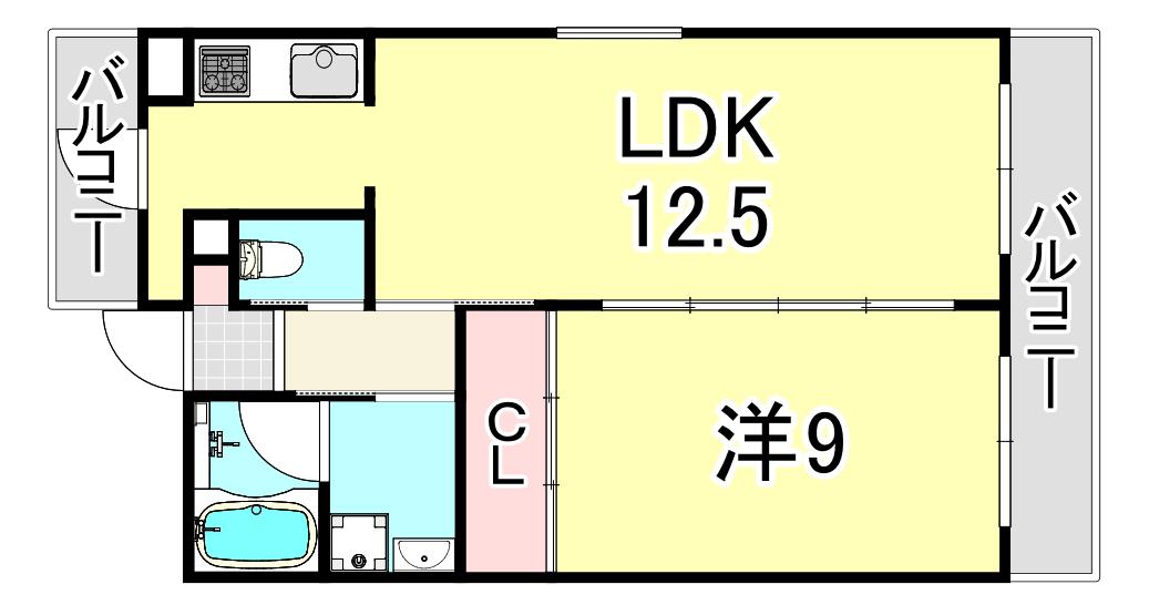 アーバネックス尼崎東難波(1LDK/4階)の間取り写真