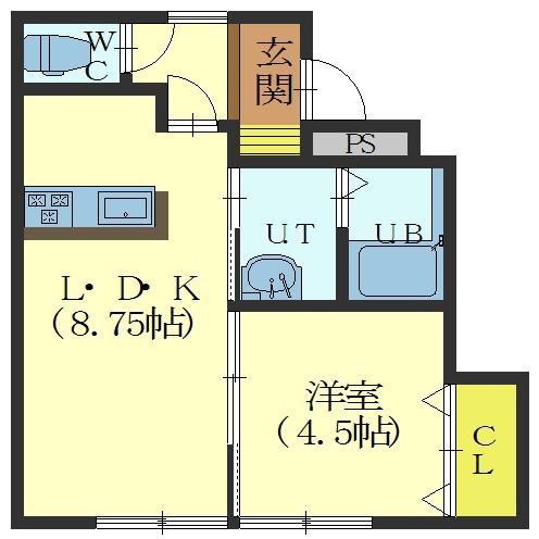 ファームレヂデンス函館駅前(1LDK/1階)の間取り写真
