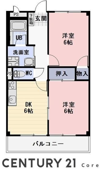 ロザージュ2 野洲市行畑(2DK/1階)の間取り写真
