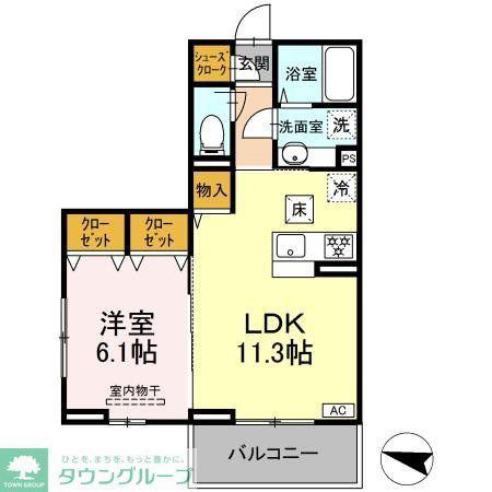 ヴェルドミールカシマ(1LDK/1階)の間取り写真