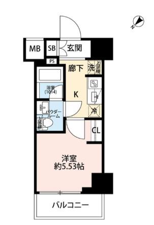 プレール・ドゥーク川口並木(1K/5階)の間取り写真