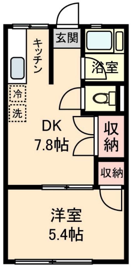 武蔵野ハイツ(1DK/2階)の間取り写真