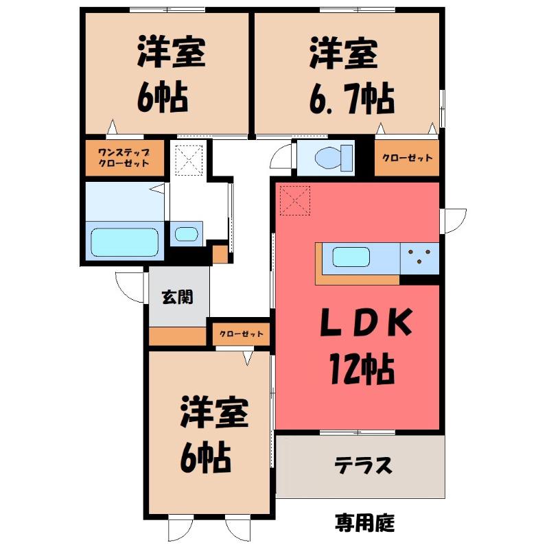 プロスコート III(3LDK/1階)の間取り写真