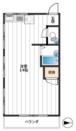 第2佐々木荘(ワンルーム/1階)の間取り写真