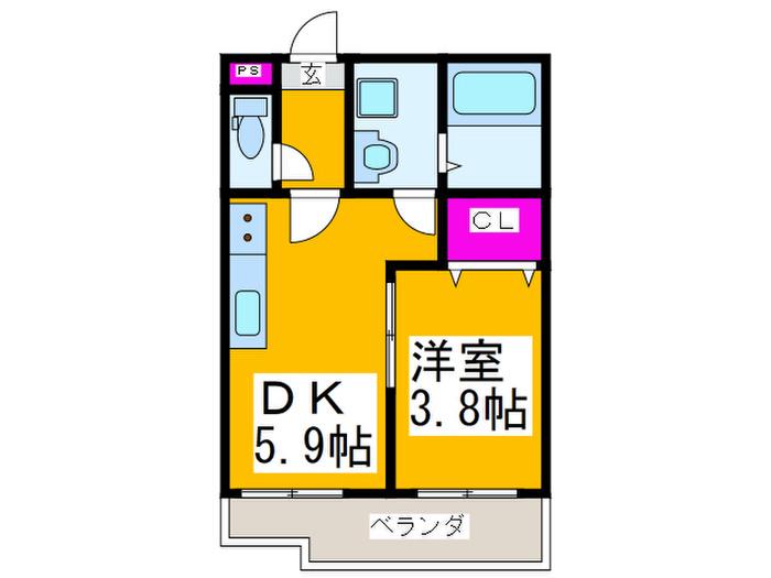 プレミアムスイート狭山駅前(1DK/3階)の間取り写真