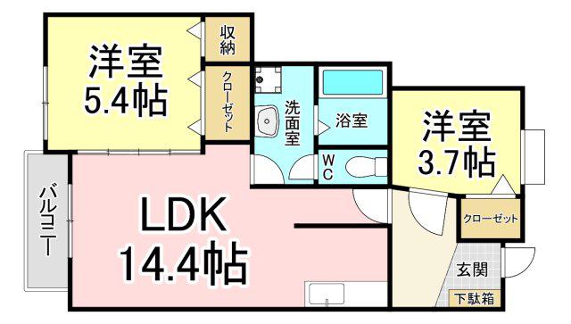 グランドステージI(2LDK/1階)の間取り写真