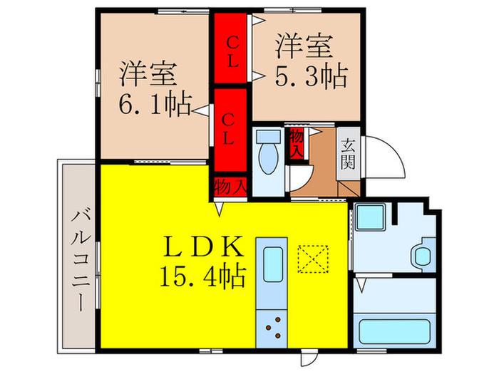 アンジュール(2LDK/3階)の間取り写真