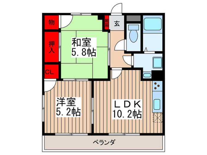 リライアブルパレスI(2LDK/1階)の間取り写真