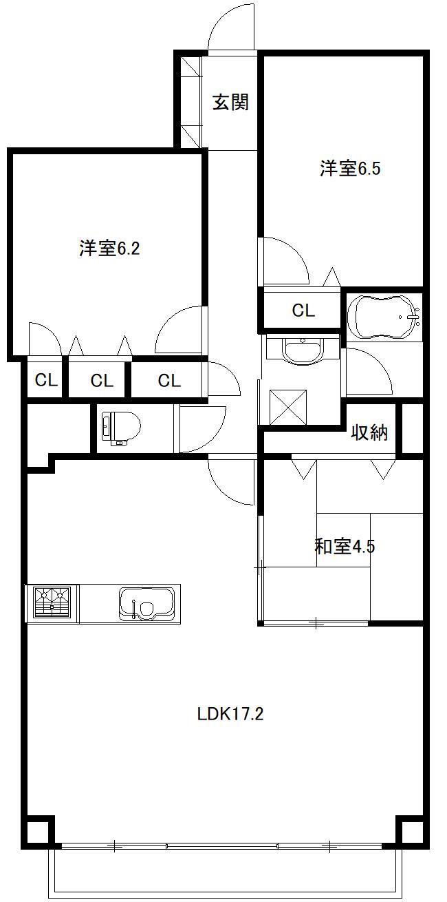 ポレスタータワー出島水辺の森(3LDK/6階)の間取り写真