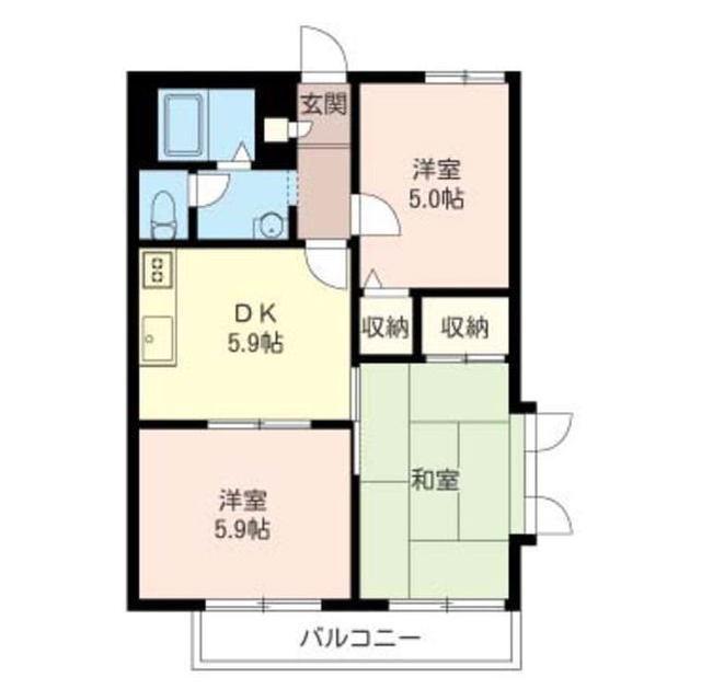 レザヴァールB(3DK/1階)の間取り写真