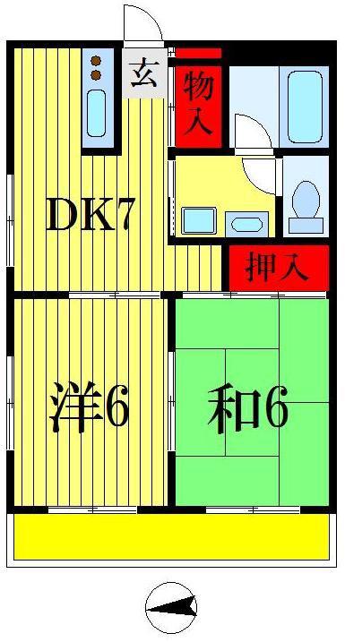 サンライズ春日(2DK/4階)の間取り写真