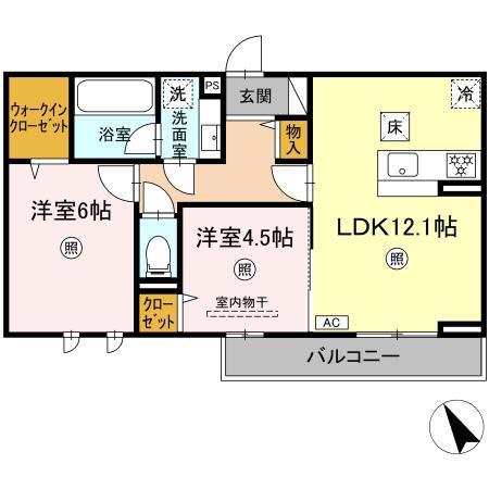 トリシアテラス(2LDK/2階)の間取り写真