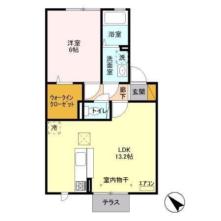メルヴェイユC棟(1LDK/1階)の間取り写真